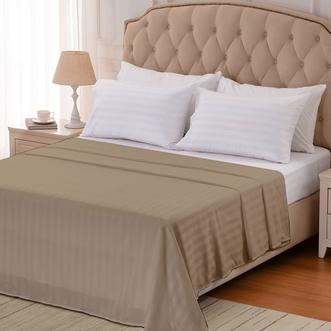 Taupe Stripe Flat Bed Sheet Only