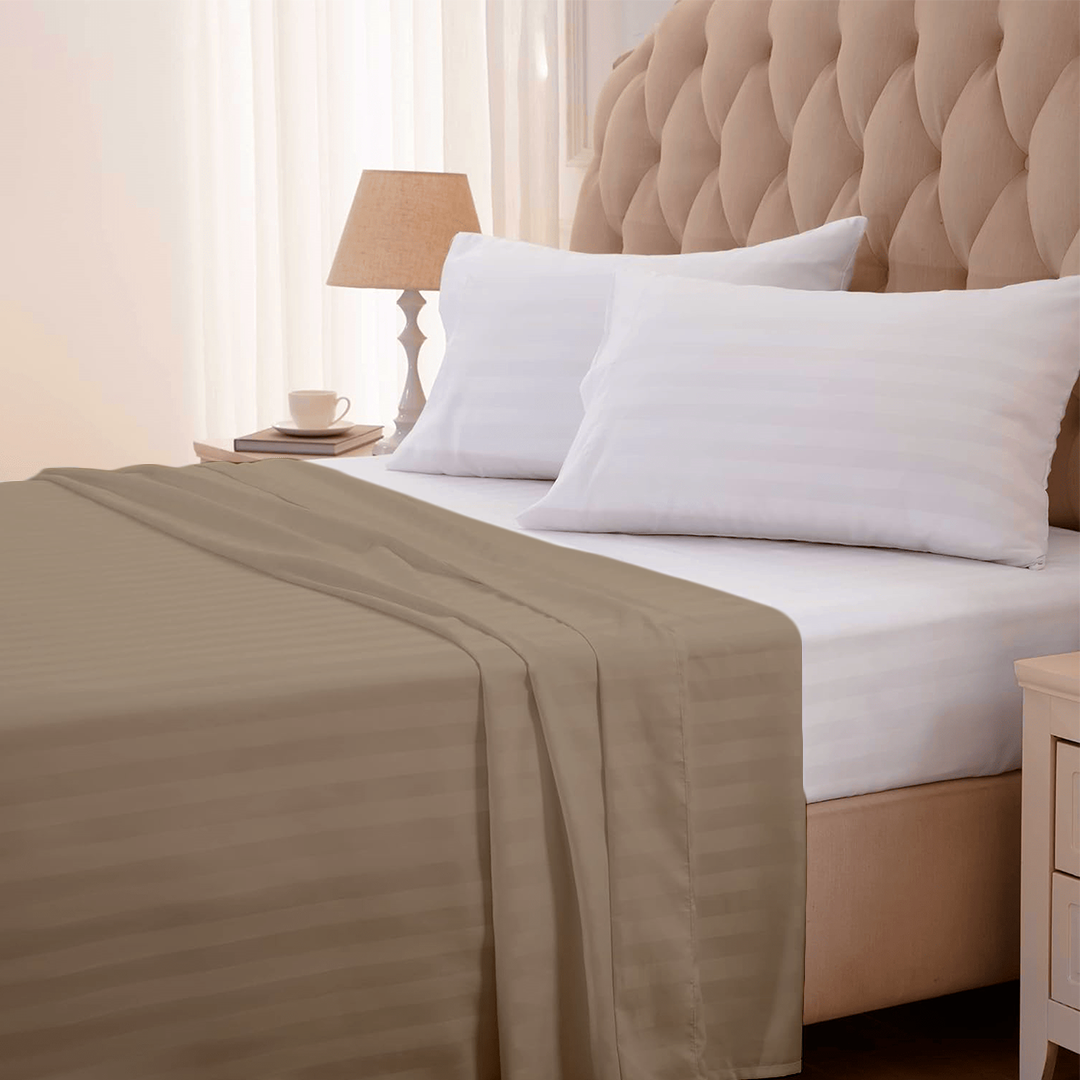 Taupe Stripe Flat Bed Sheet Only