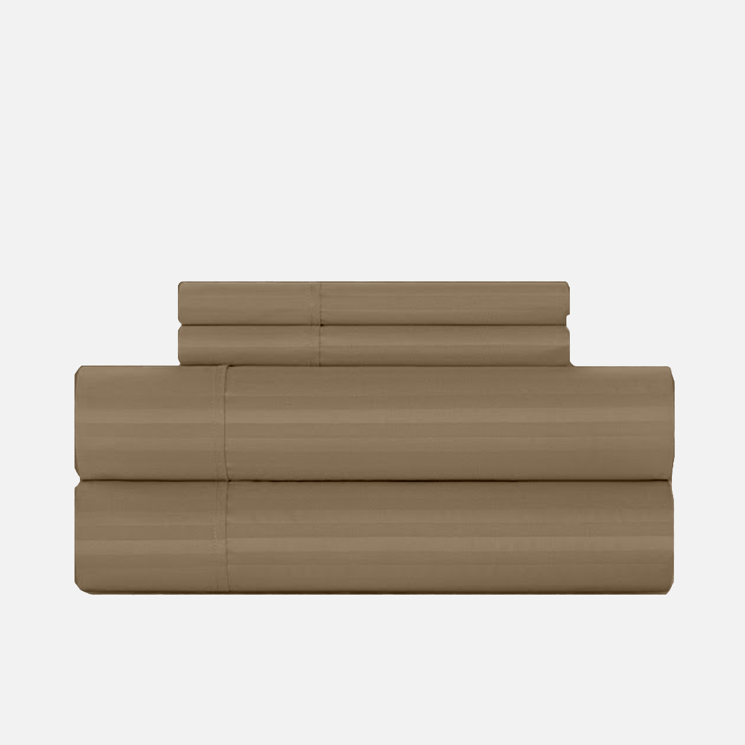 Taupe Stripe Bed Sheets - ( 4-Piece )