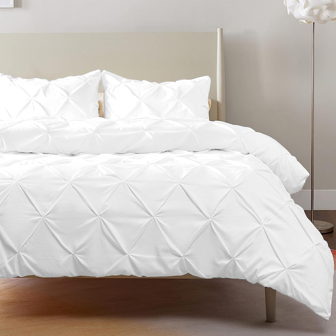 White Pintuck Duvet Cover Set