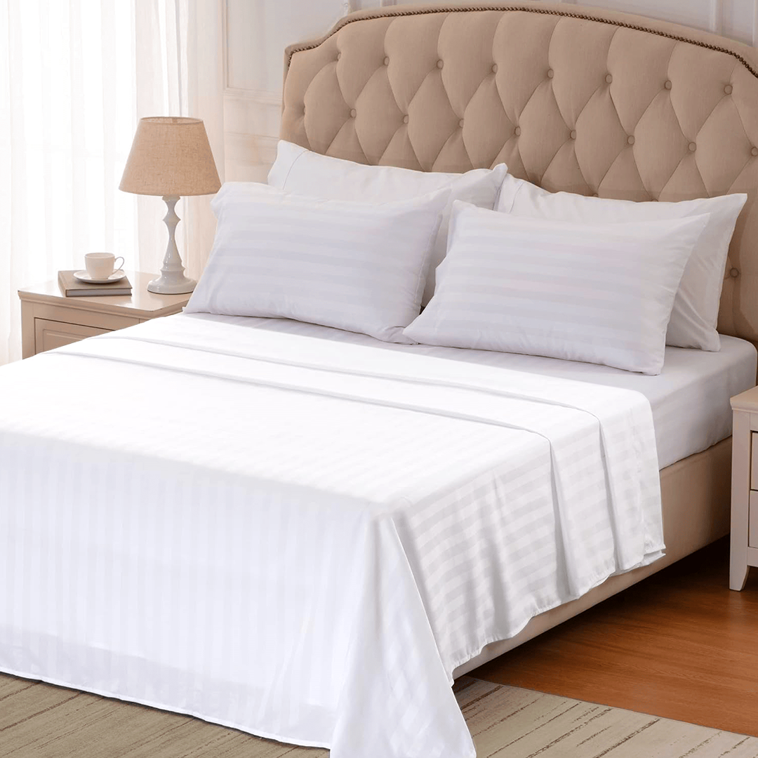 White Stripe Flat Bed Sheet Only