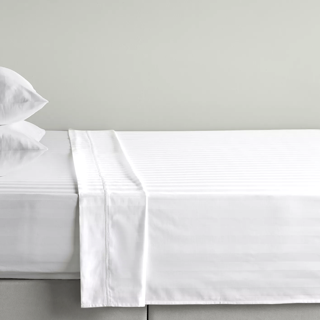 White Stripe Flat Bed Sheet Only