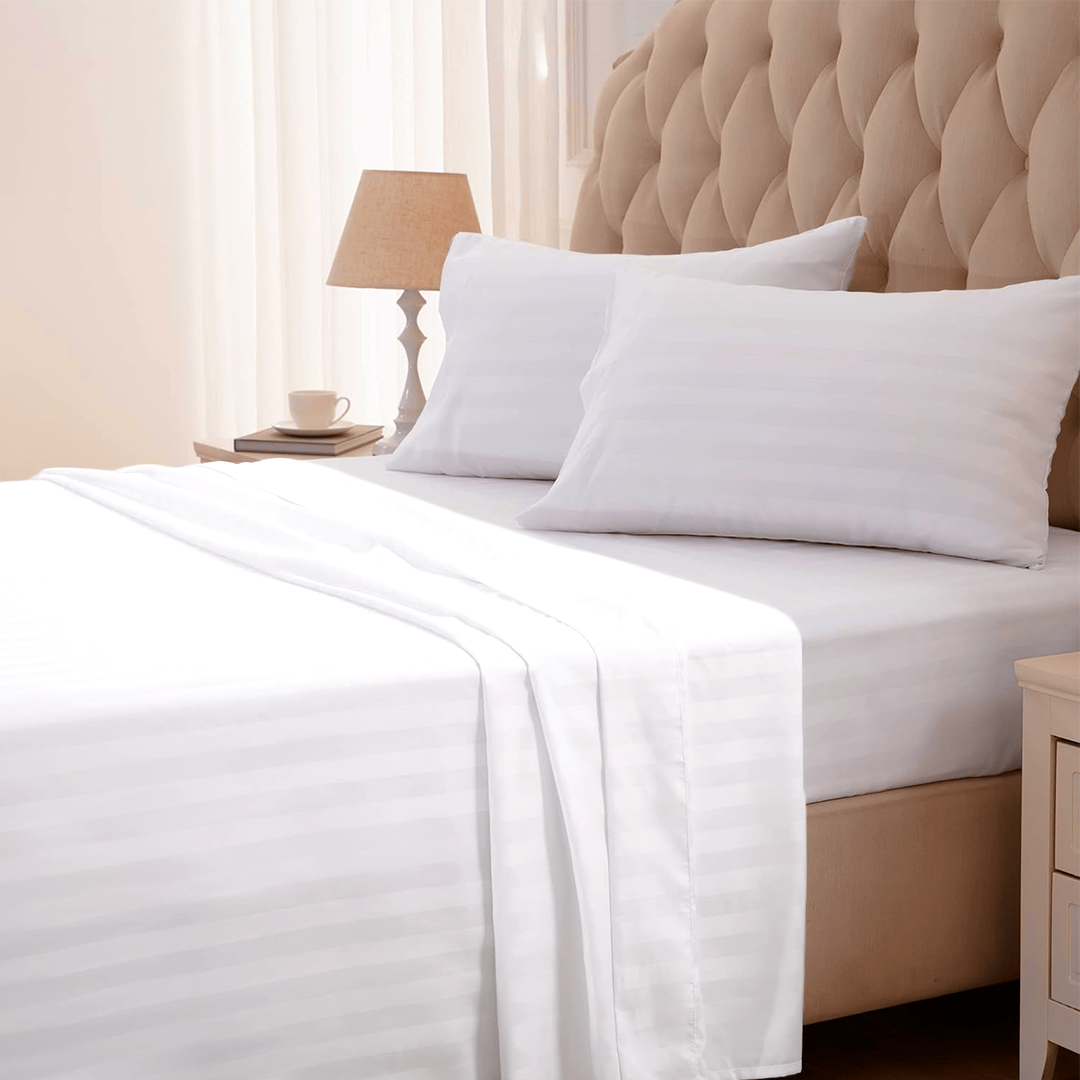 White Stripe Flat Bed Sheet Only