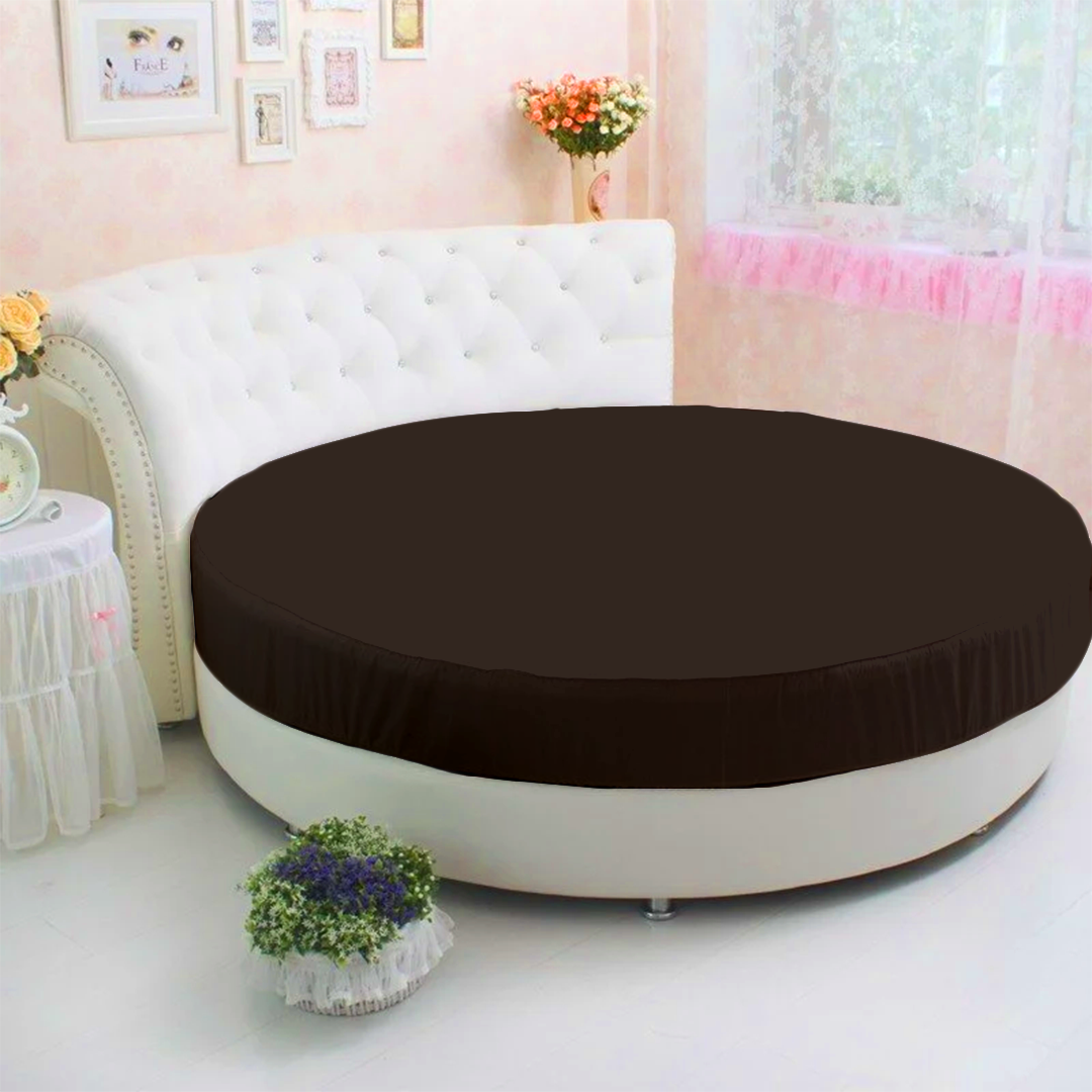 Chocolate Round Fitted Bed Sheet Only