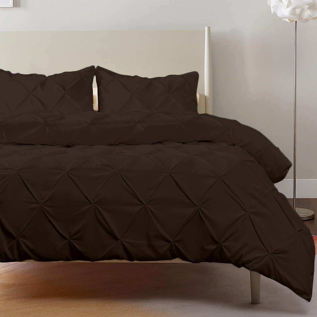 Chocolate Pintuck Duvet Cover Set