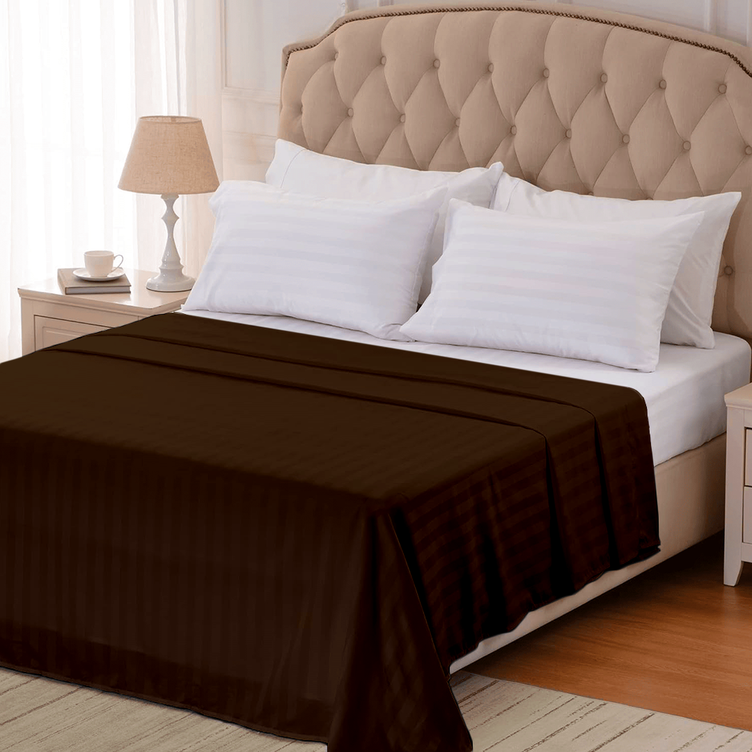 Chocolate Stripe Flat Bed Sheet Only