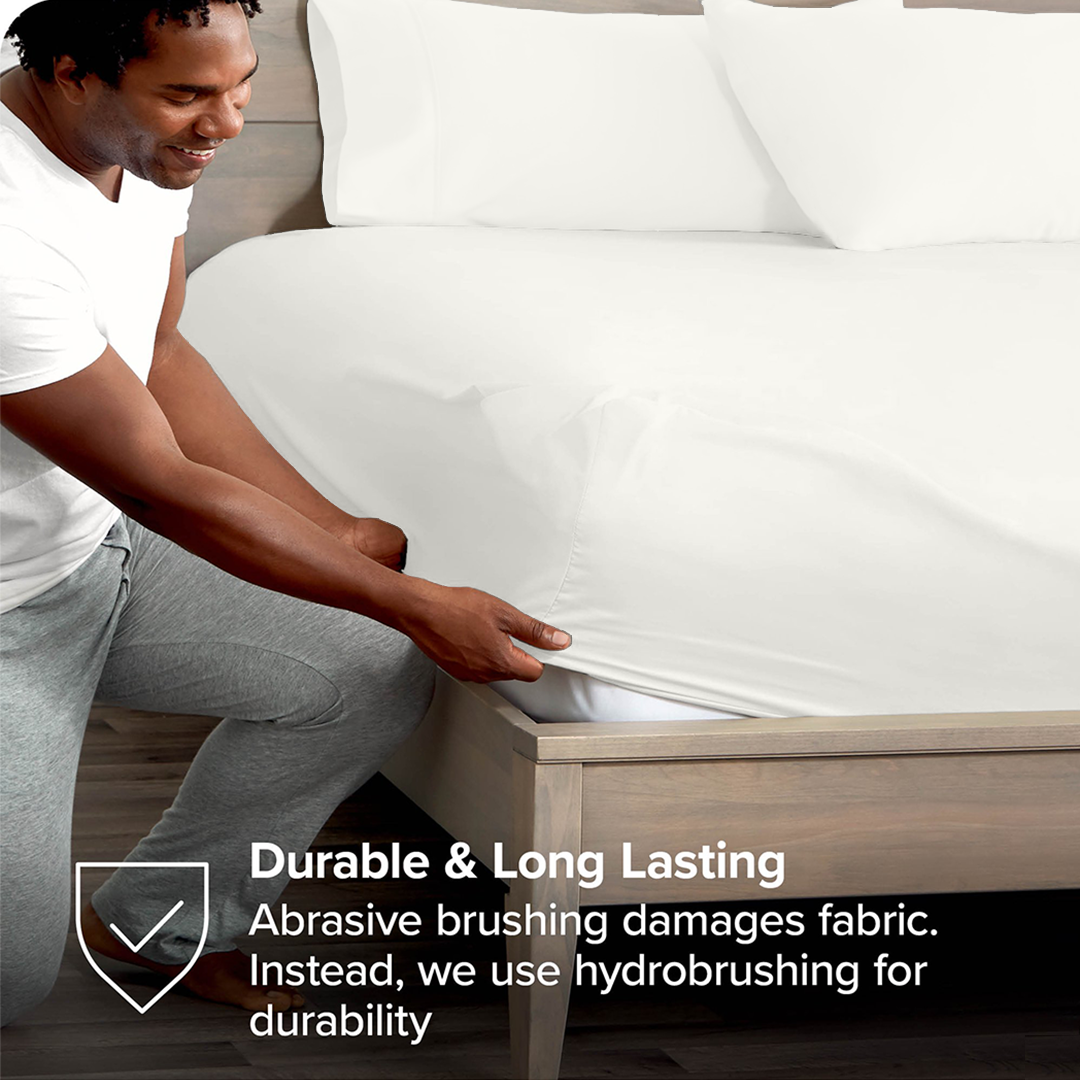 Ivory Fitted Bed Sheet with Pillowcase