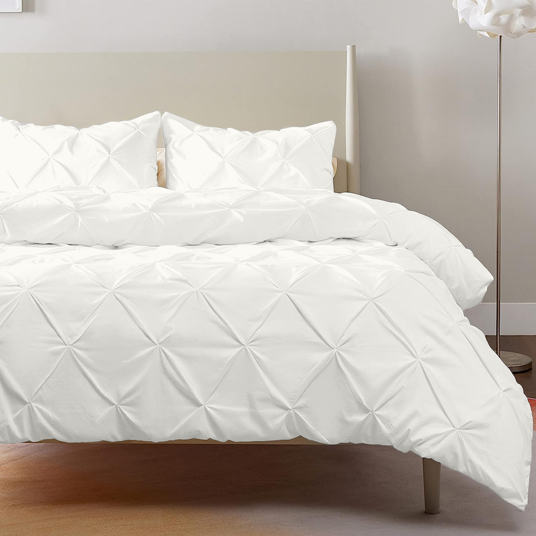 Ivory Pintuck Duvet Cover Set