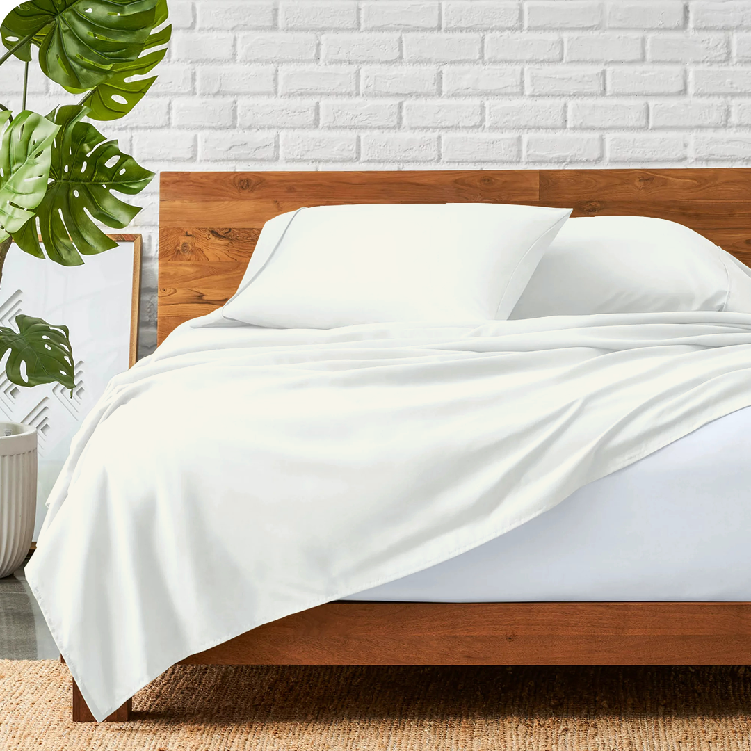 Ivory Flat Bed Sheet with Pillowcase