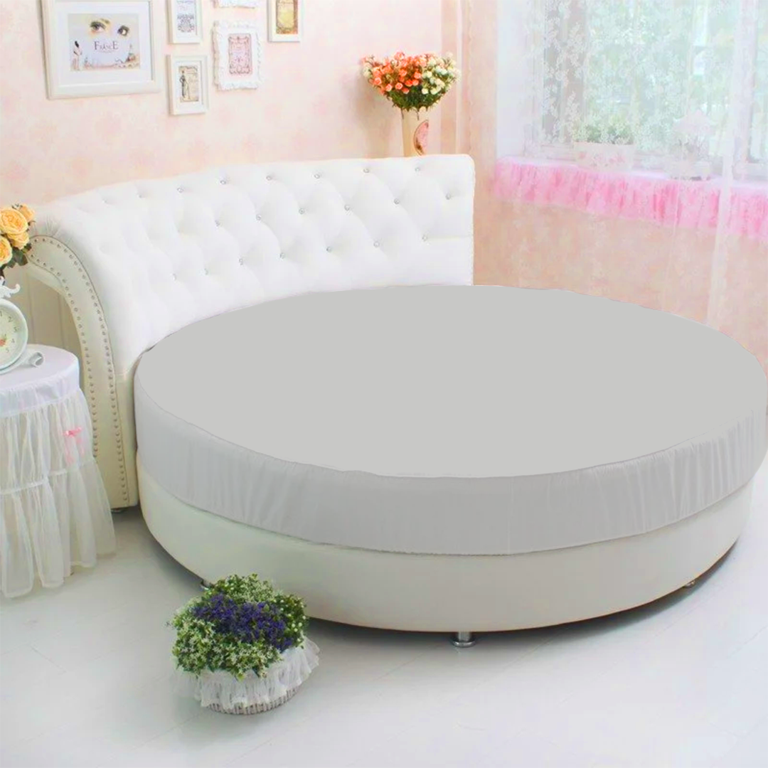 Light Grey Round Fitted Bed Sheet Only