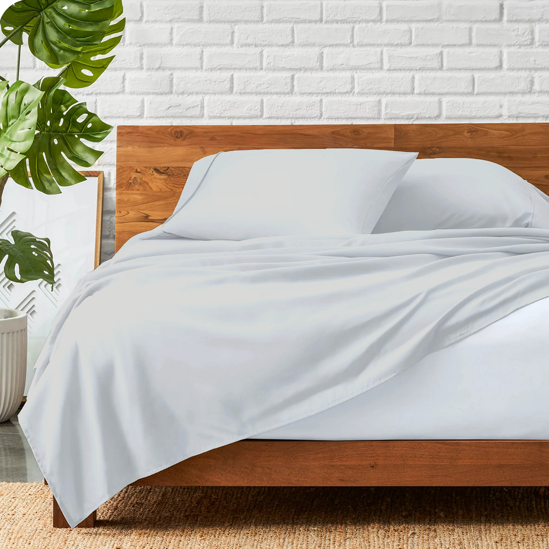 Light Grey Flat Bed Sheet with Pillowcase