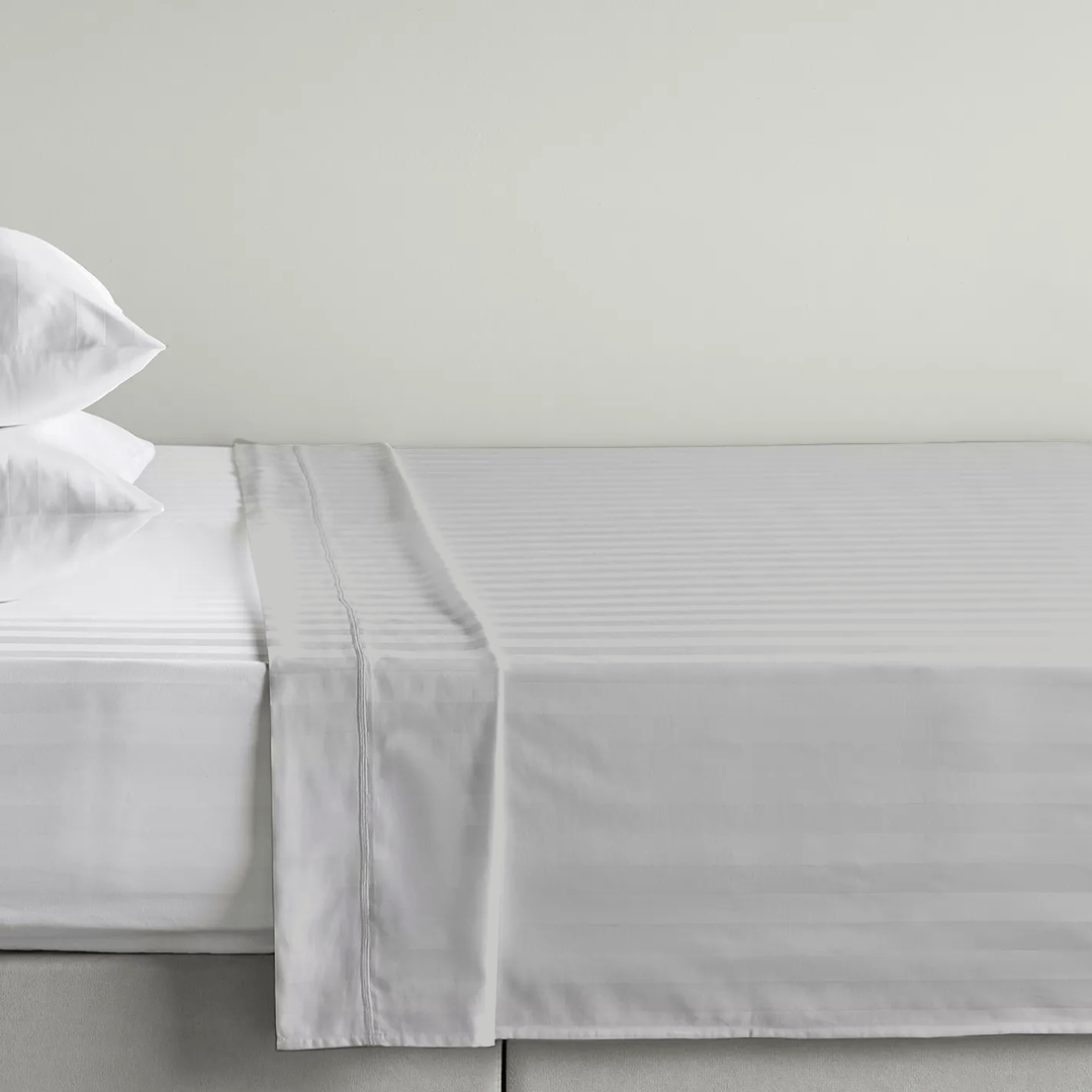Light Grey Stripe Flat Bed Sheet Only