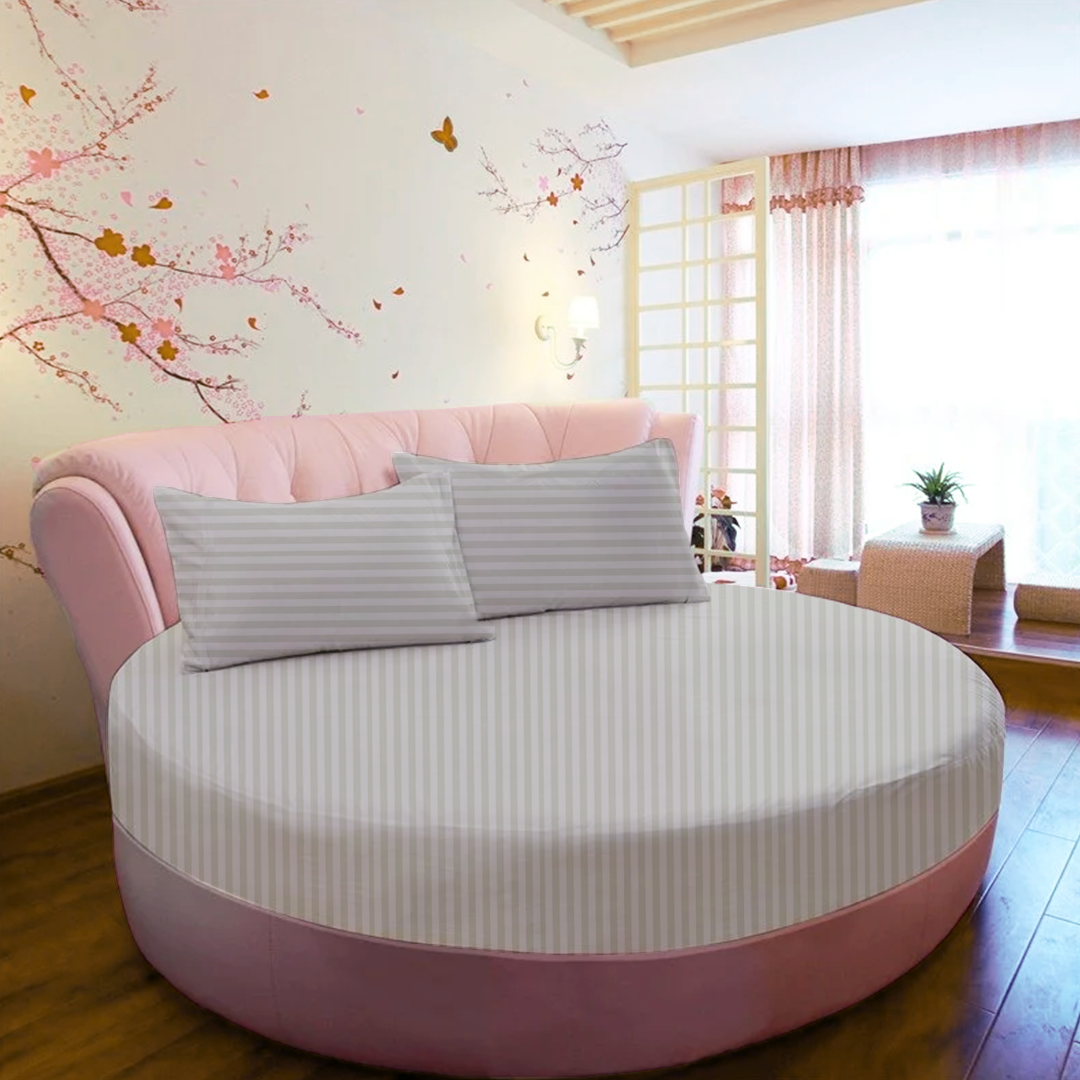 Light Grey Round Stripe Bed Sheets