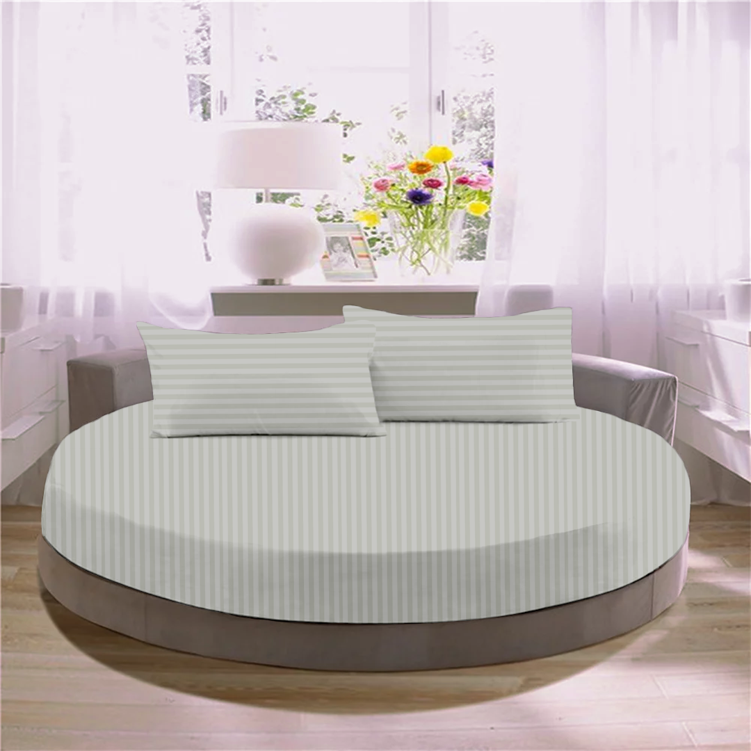 Light Grey Round Stripe Bed Sheets