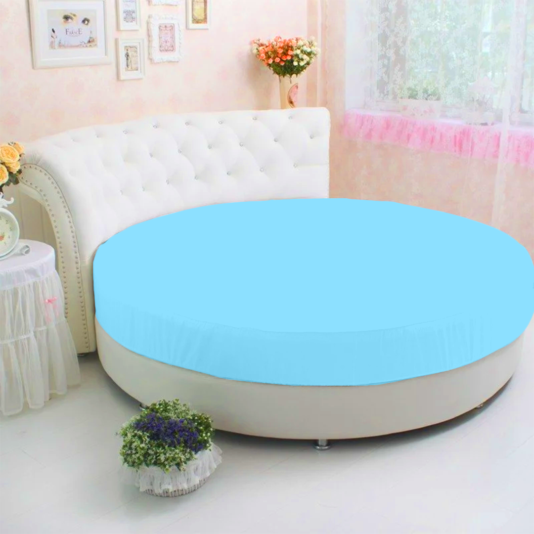 Light Blue Round Fitted Bed Sheet Only