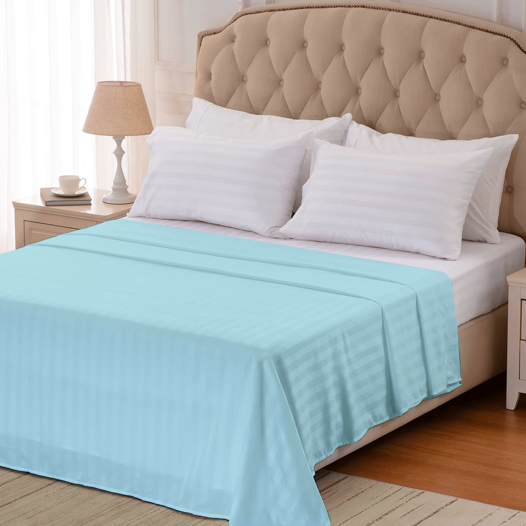 Light Blue Stripe Flat Bed Sheet Only