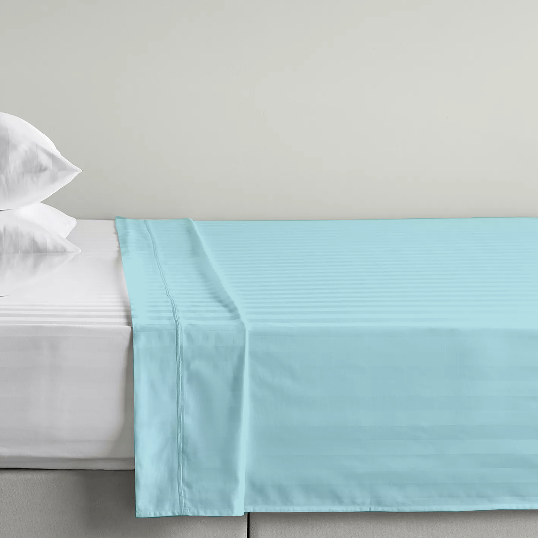 Light Blue Stripe Flat Bed Sheet Only