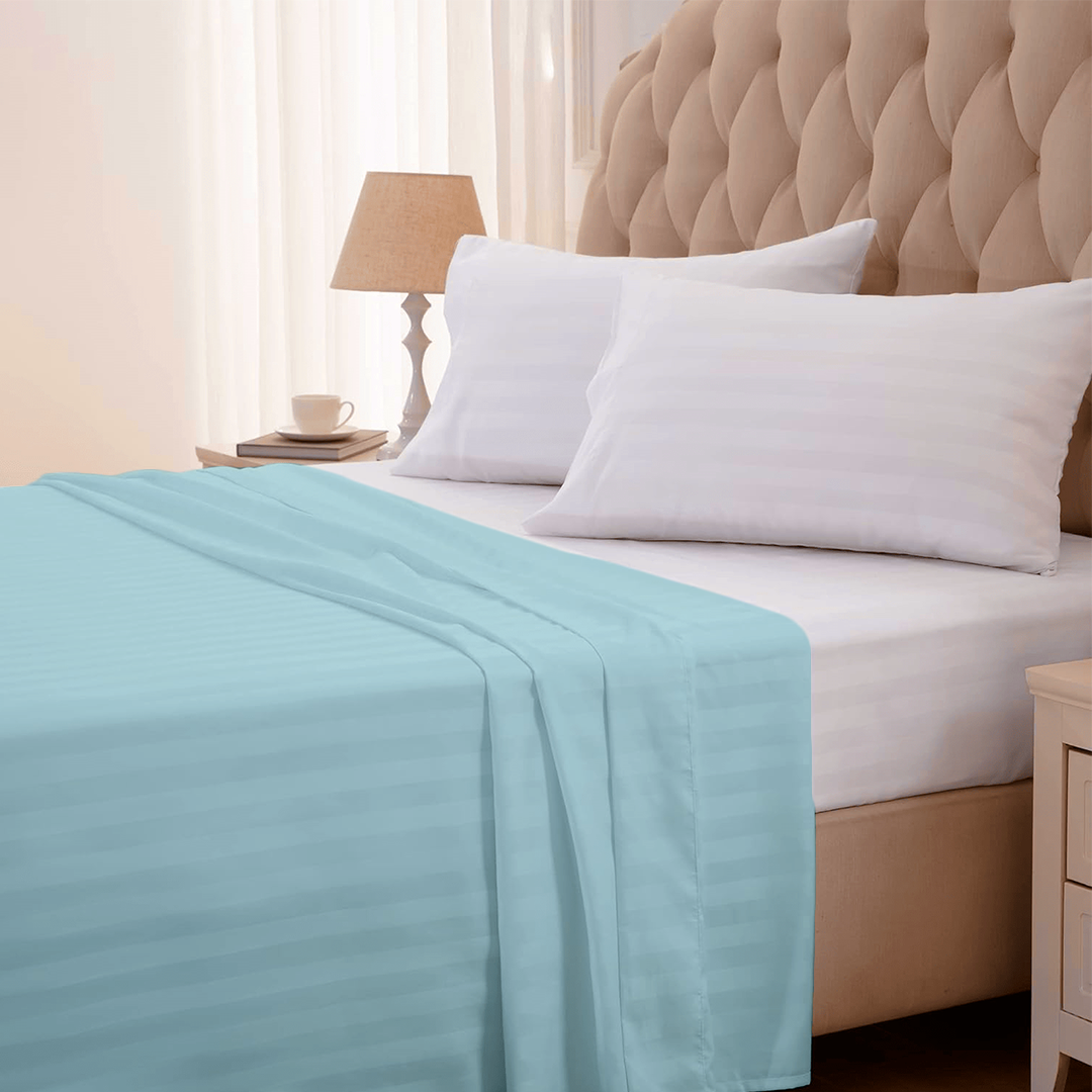 Light Blue Stripe Flat Bed Sheet Only