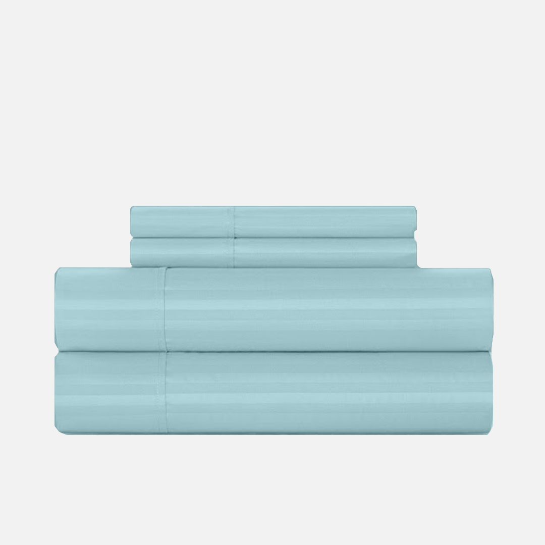 Light Blue Stripe Bed Sheets - ( 4-Piece )