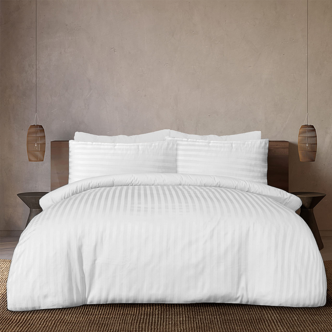 White Stripe Duvet Cover Set