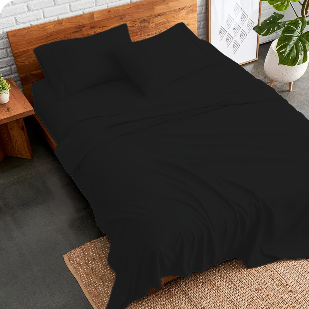 Black Bed Sheets - ( 4-Piece )