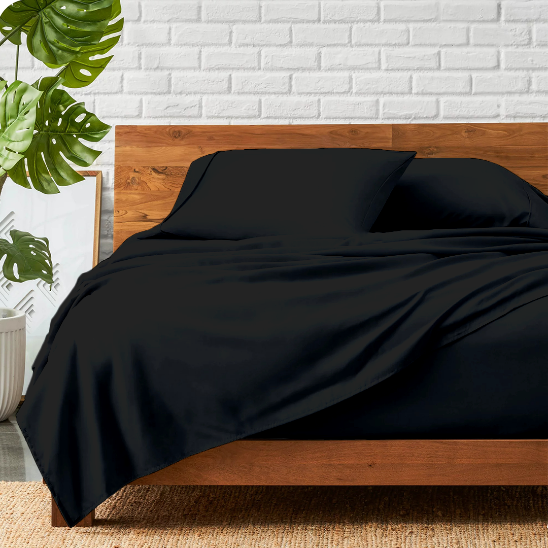 Black Bed Sheets - ( 4-Piece )