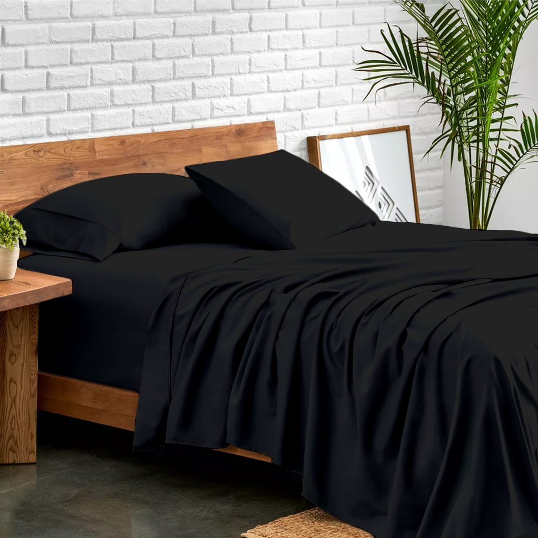Black Bed Sheets - ( 4-Piece )