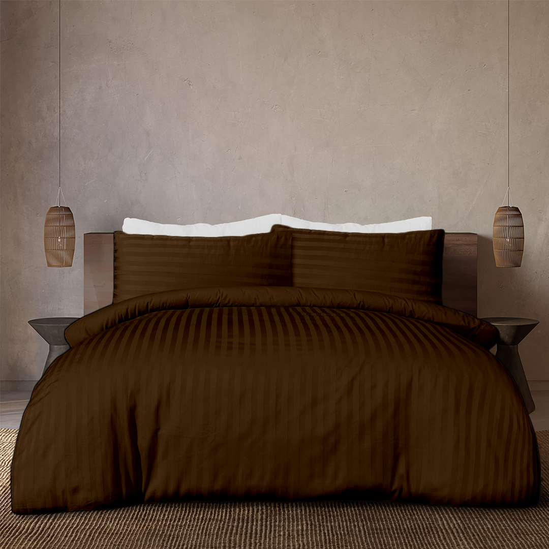 Chocolate Stripe Duvet Cover Set