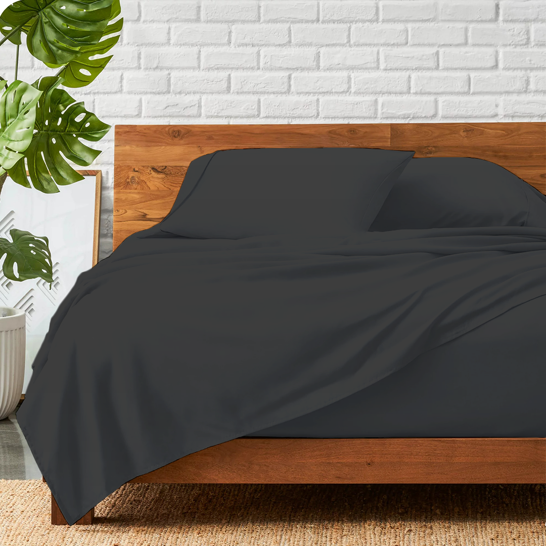Dark Grey Bed Sheets - ( 4-Piece )