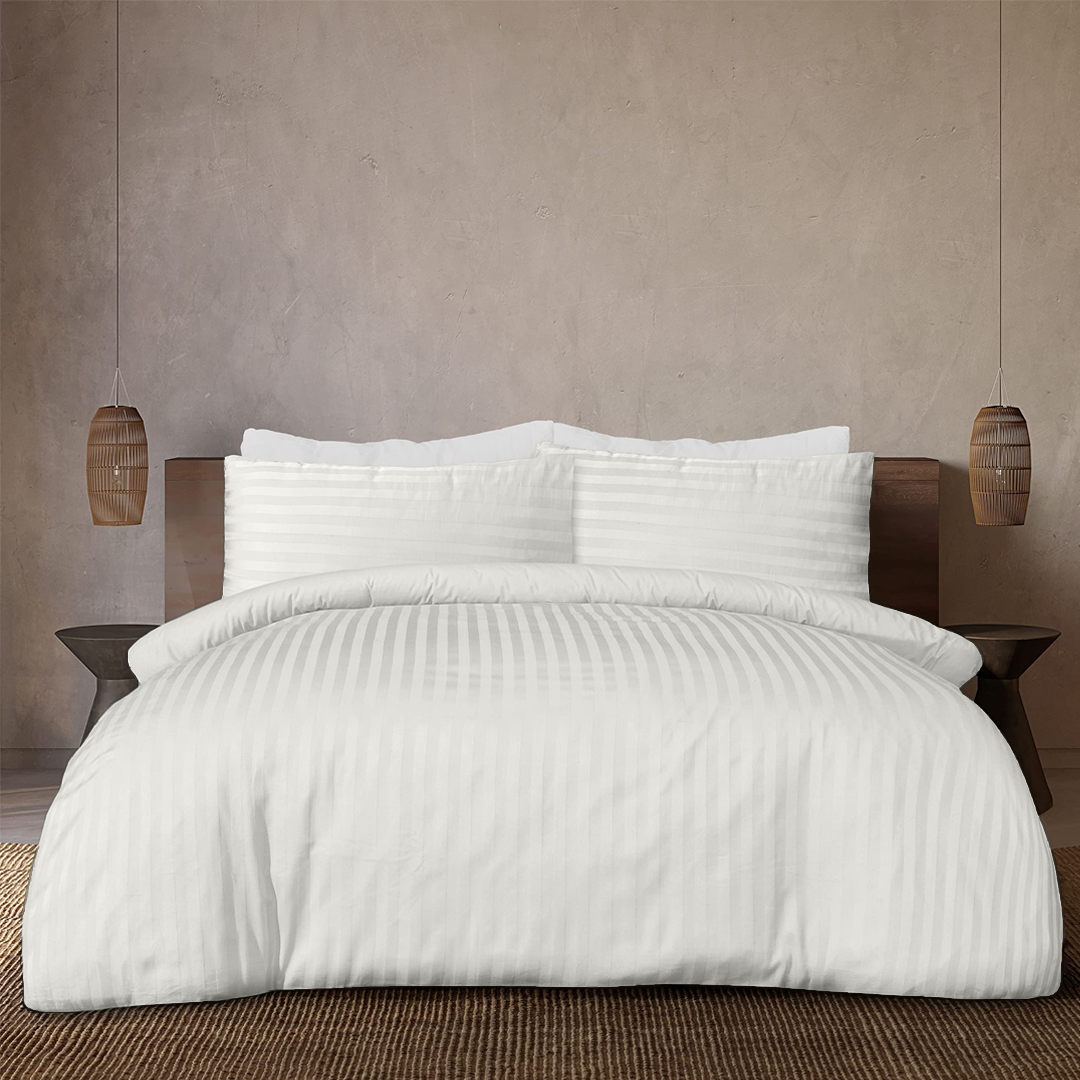 Ivory Stripe Duvet Cover Set