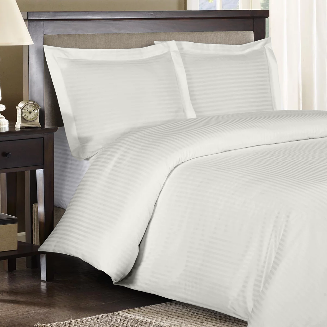 Ivory Stripe Duvet Cover Set