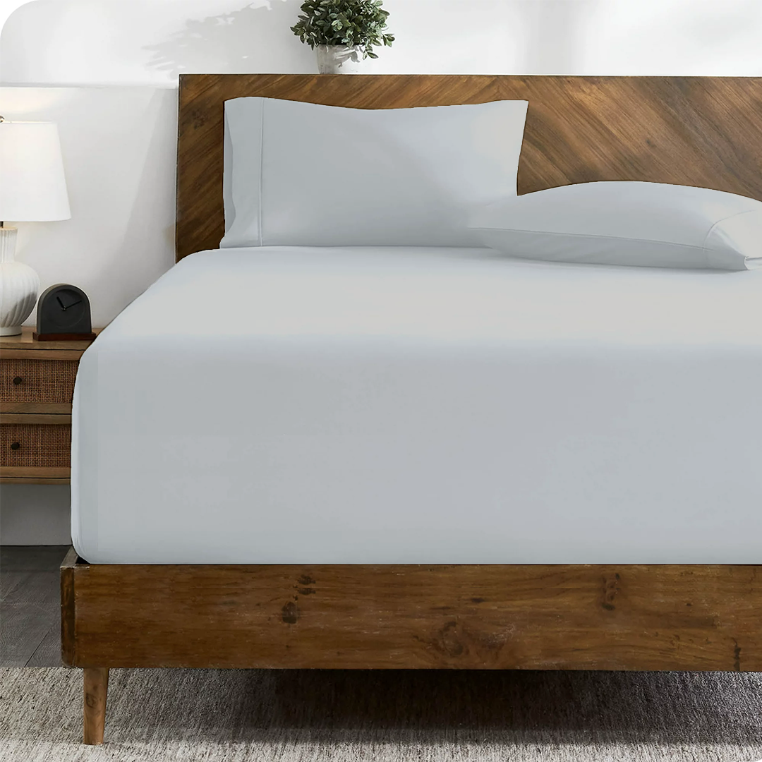 Light Grey Fitted Bed Sheet with Pillowcase