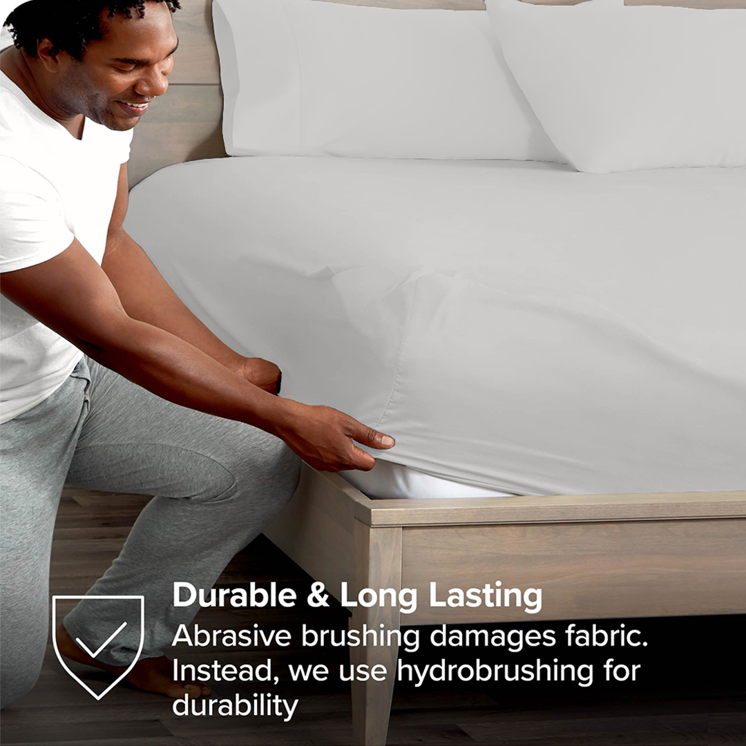 Light Grey Fitted Bed Sheet with Pillowcase
