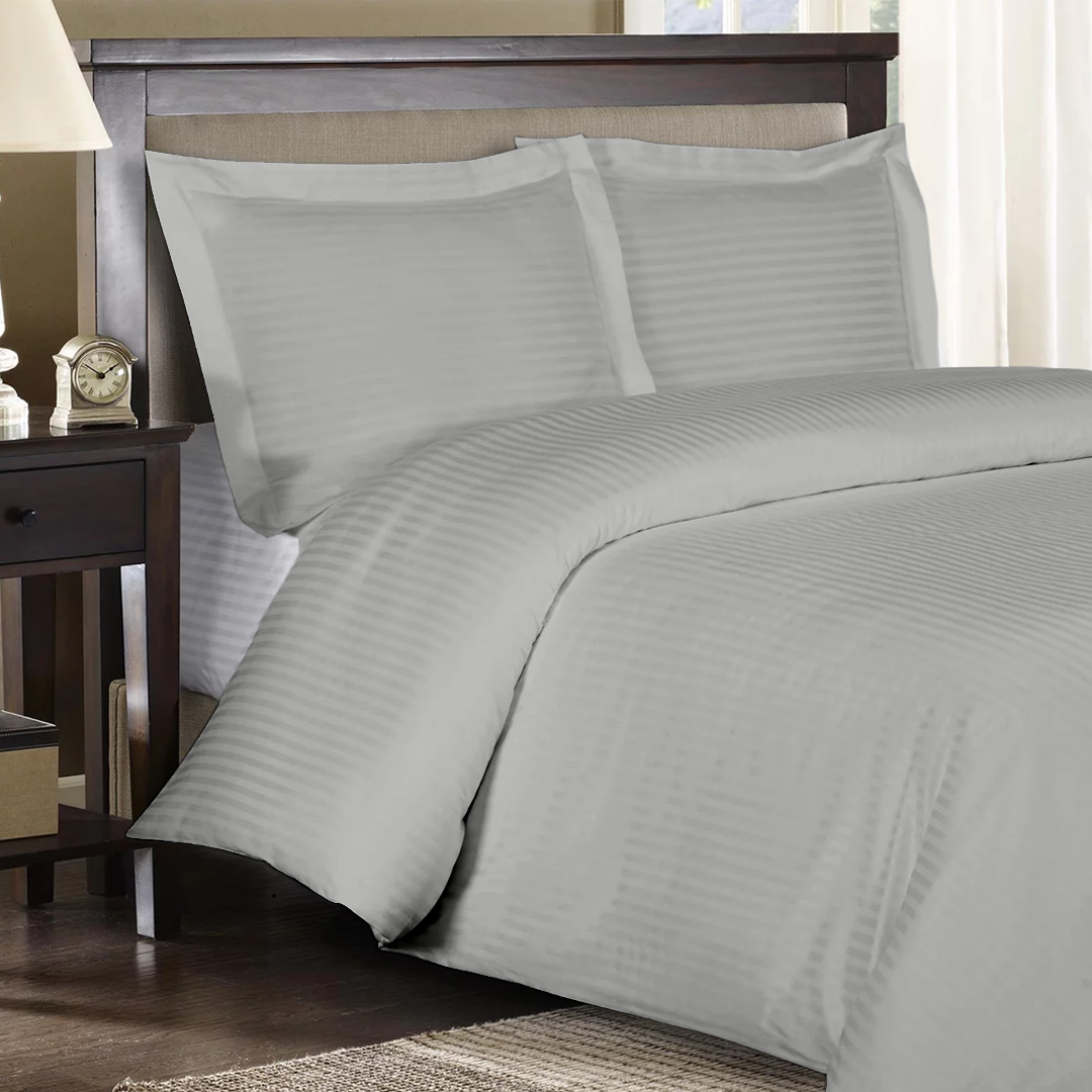 Light Grey Stripe Duvet Cover Set