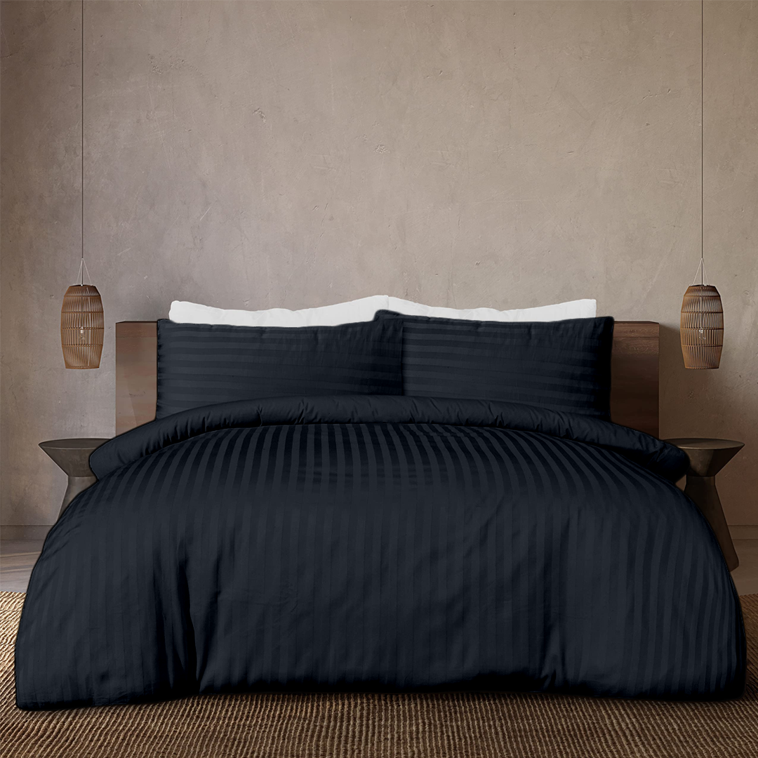 Navy Blue Stripe Duvet Cover Set