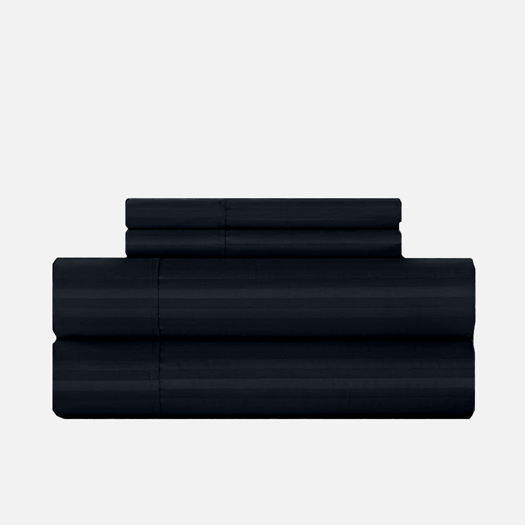 Navy Blue Stripe Bed Sheets - ( 4-Piece )