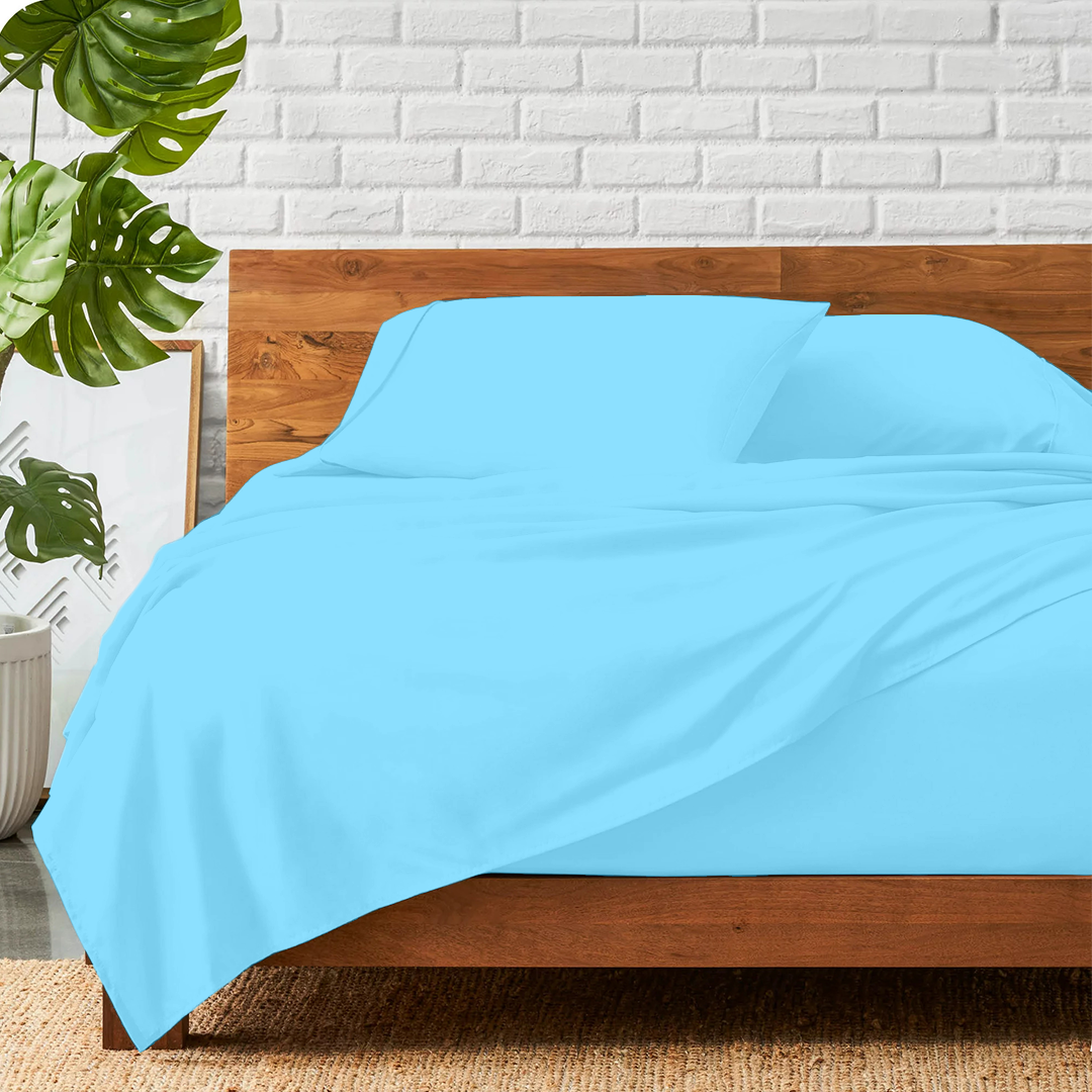 Light Blue Bed Sheets - ( 4-Piece )