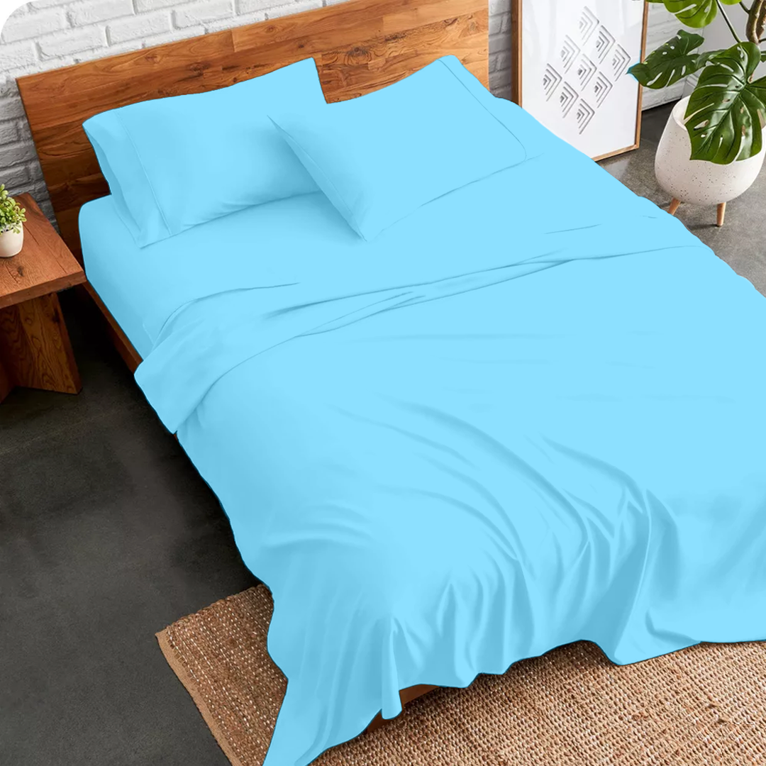 Light Blue Bed Sheets - ( 4-Piece )
