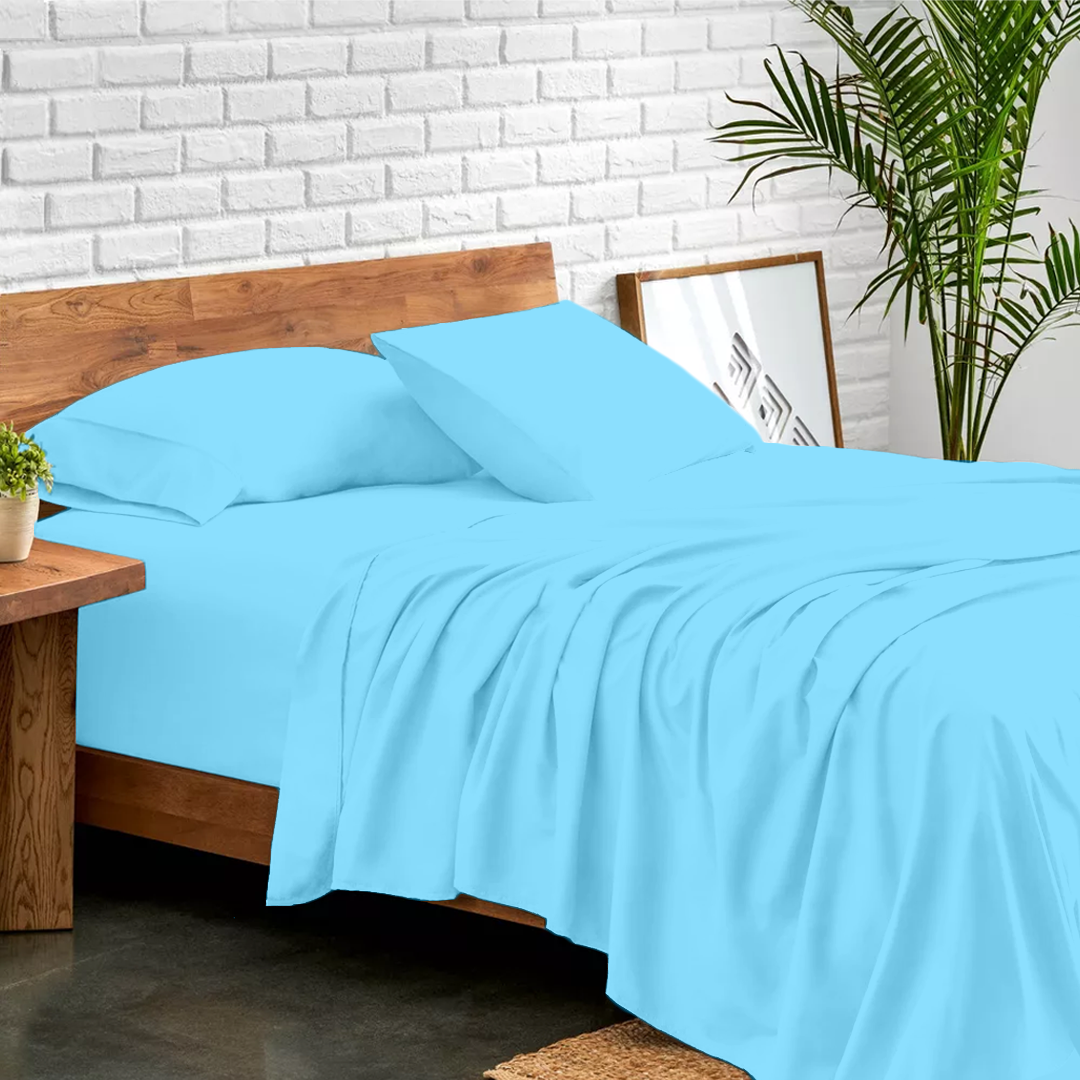 Light Blue Bed Sheets - ( 4-Piece )