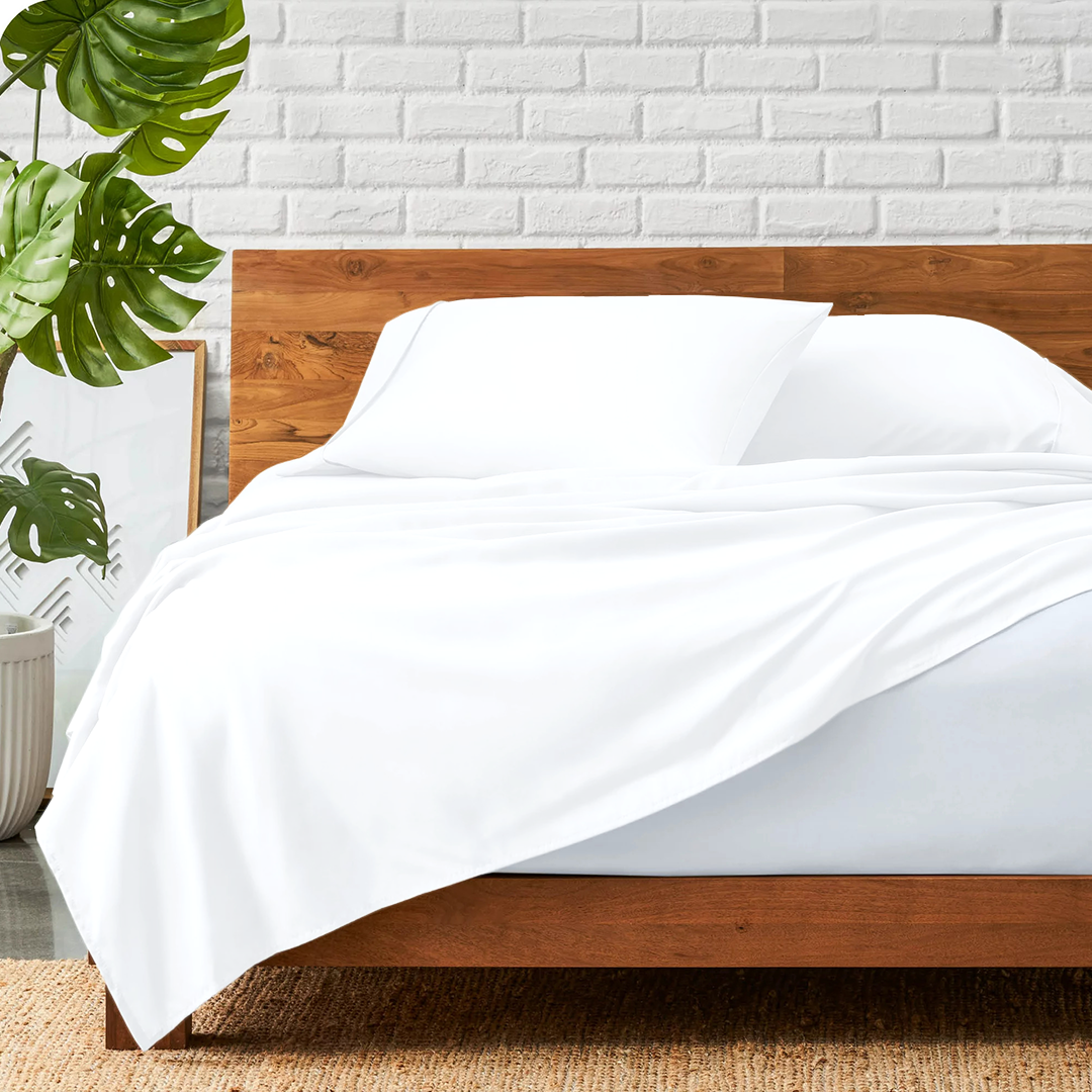 White Flat Bed Sheet with Pillowcase