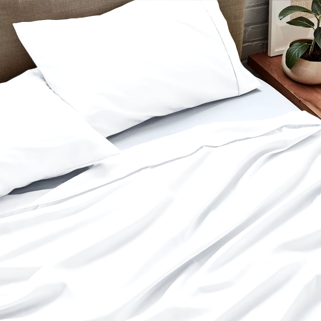 White Flat Bed Sheet with Pillowcase