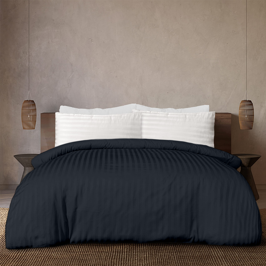Navy Blue Stripe Duvet Cover