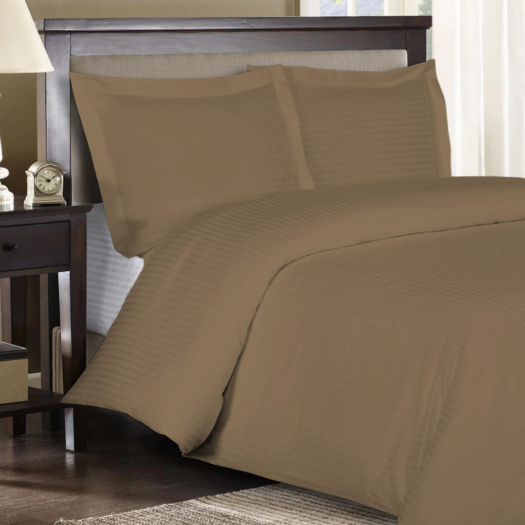 Taupe Stripe Duvet Cover Set
