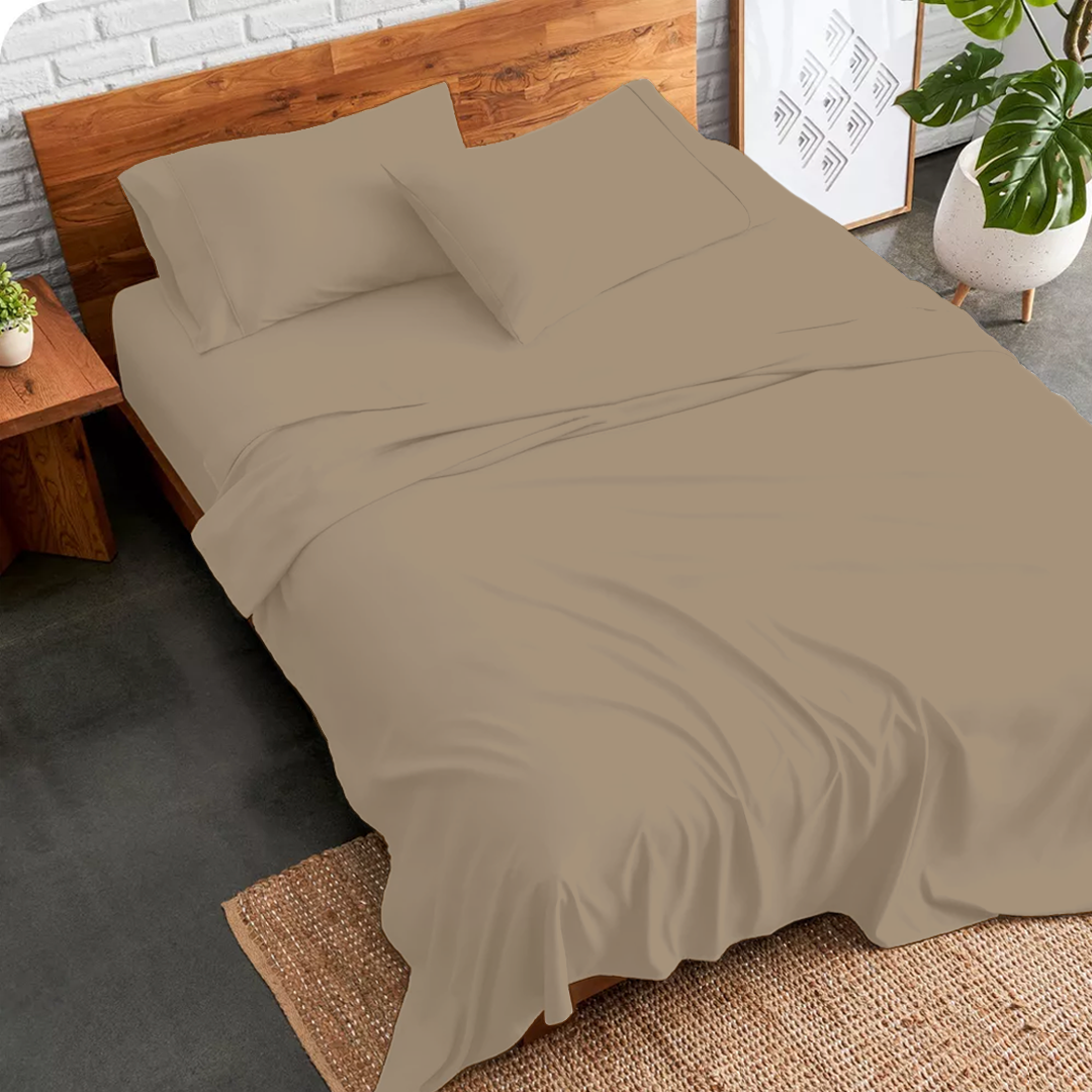 Taupe Bed Sheets - ( 4-Piece )