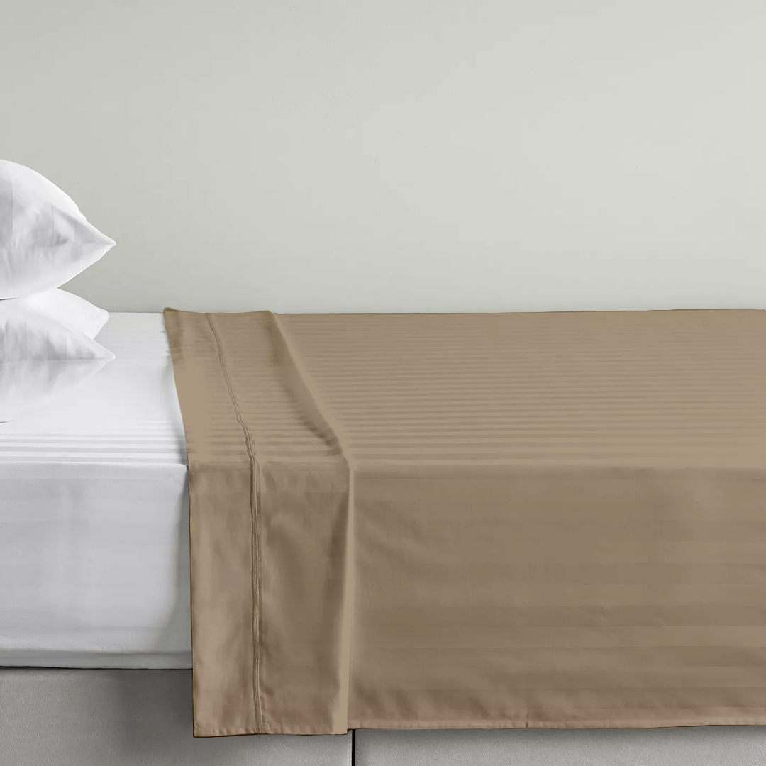 Taupe Stripe Flat Bed Sheet Only