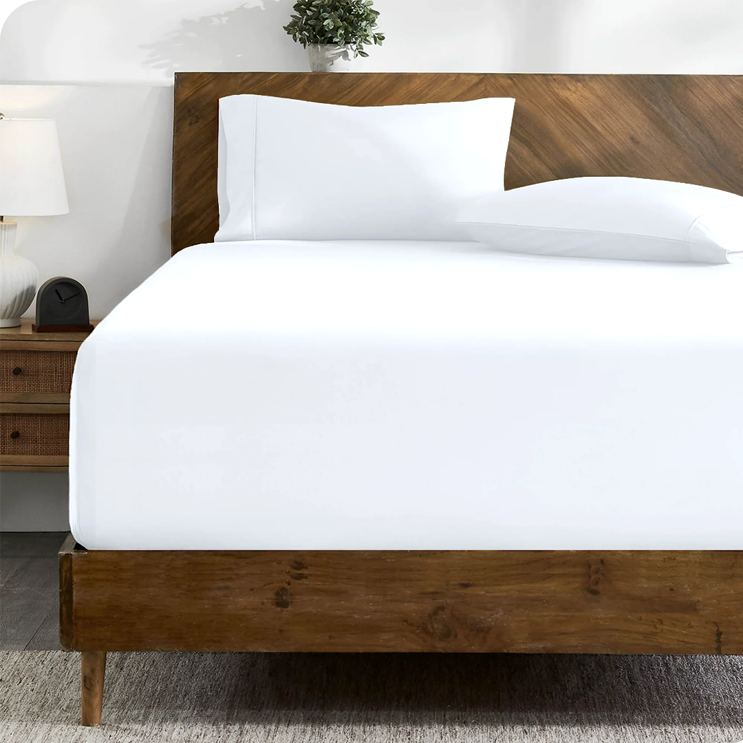 White Fitted Bed Sheet with Pillowcase