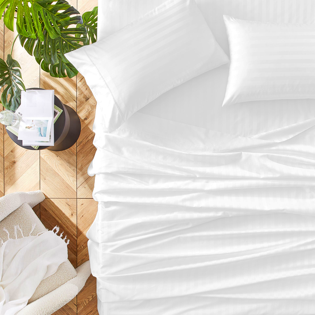 White Stripe Bed Sheets- ( 4-Piece )