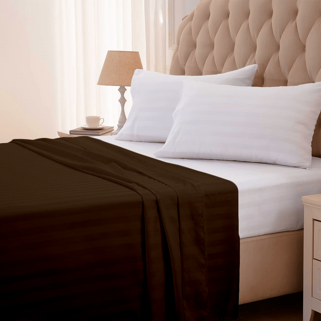 Chocolate Stripe Flat Bed Sheet Only