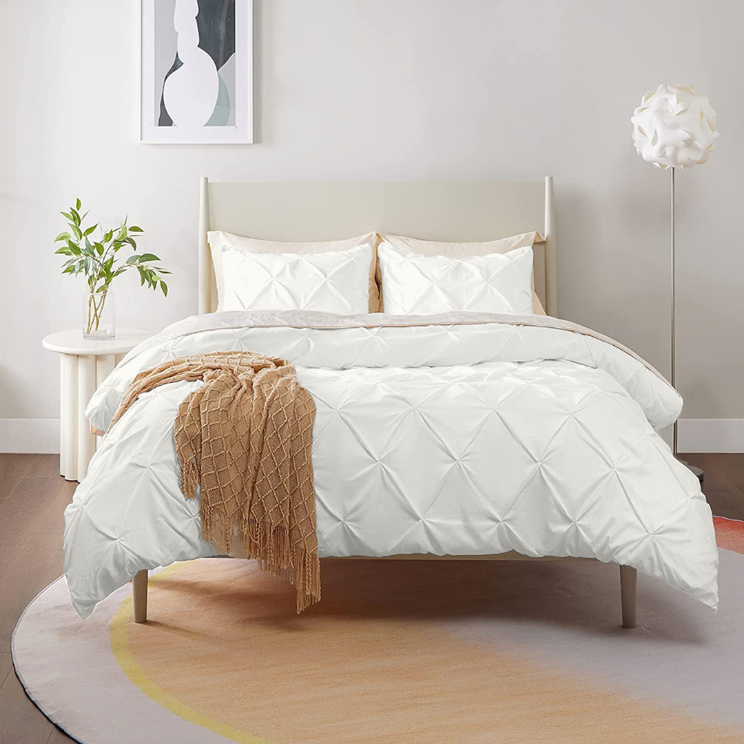 Ivory Pintuck Duvet Cover Set