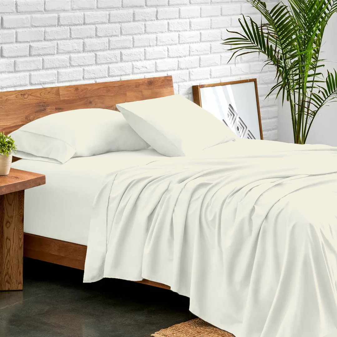Ivory Bed Sheets - ( 4-Piece )